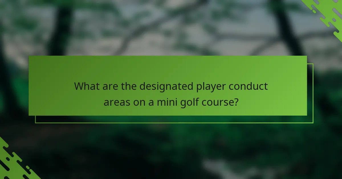What are the designated player conduct areas on a mini golf course?